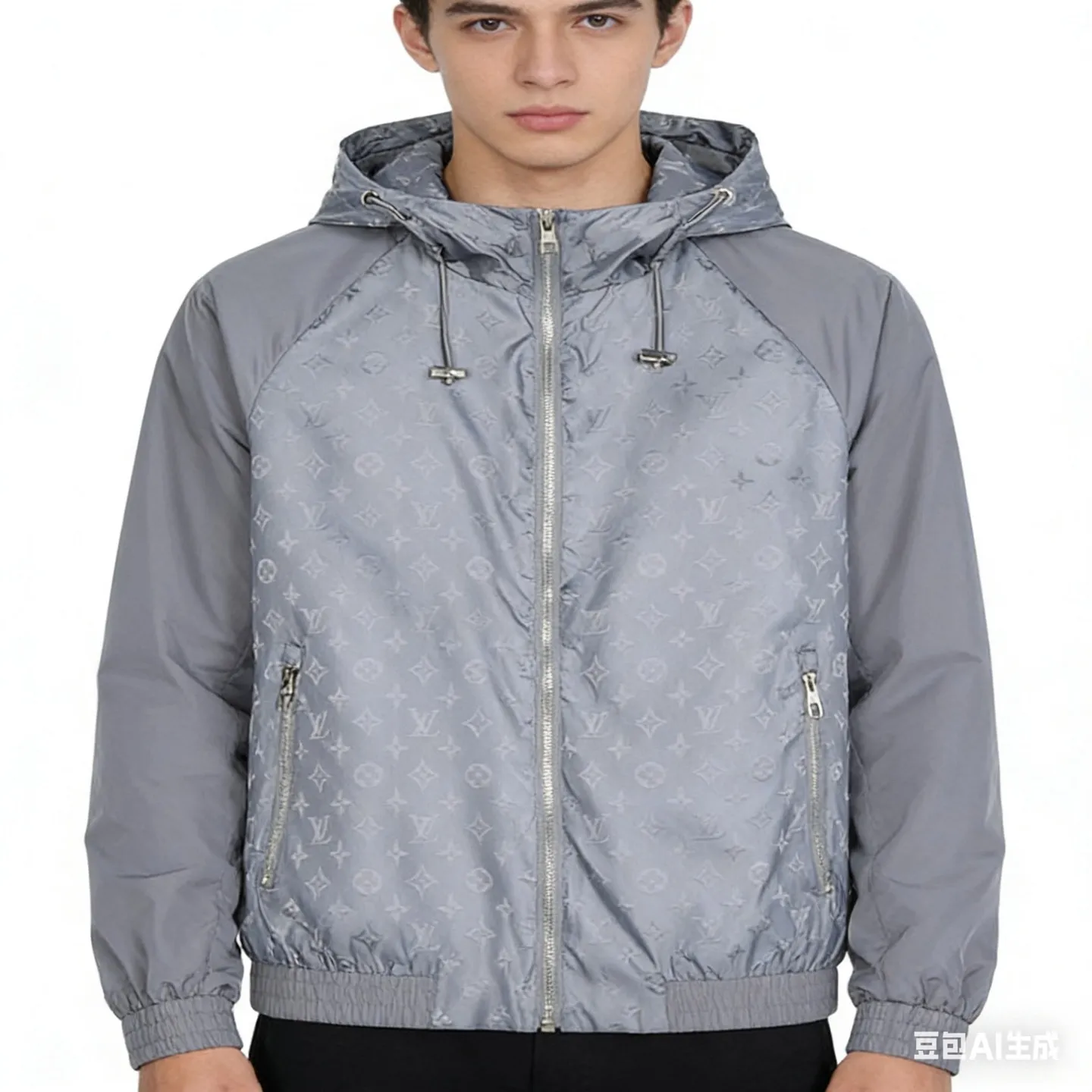 Louis Vuitton/Louis Vuitton old flower all-over printed sleeves patchwork hooded thin coat